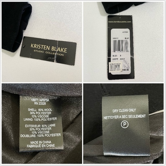 NWT Kristen Blake Walking Coat Wool Blend Notch Lapel Single Breasted Black 8 - Picture 16 of 16